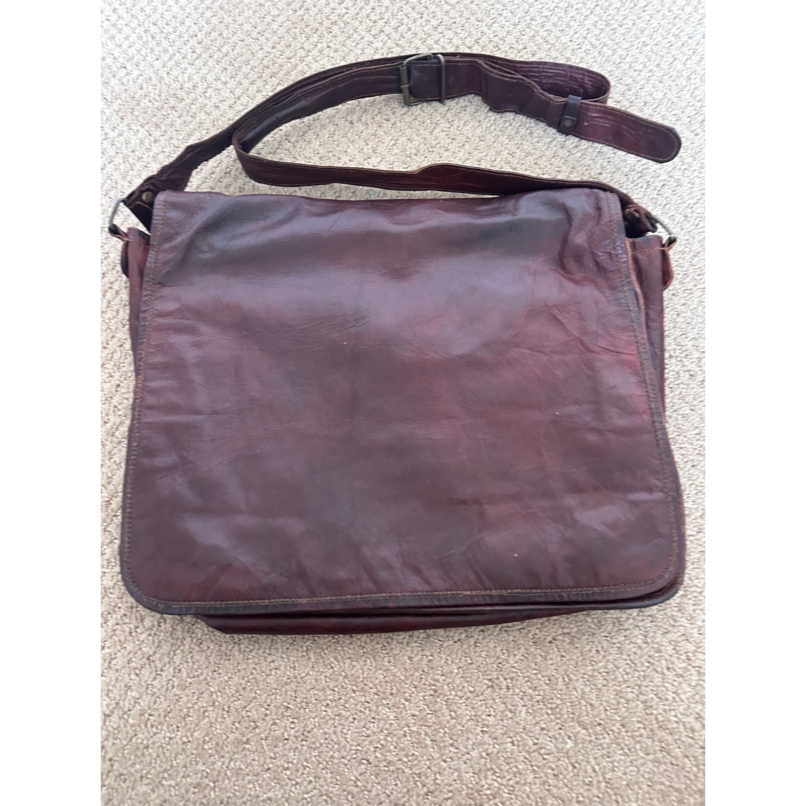 Vtg Leather Messenger Bag Satchel Computer 14 X 12 Supple Custom